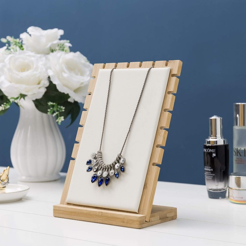 2pcs Wooden Diagonal Necklace Display Rack